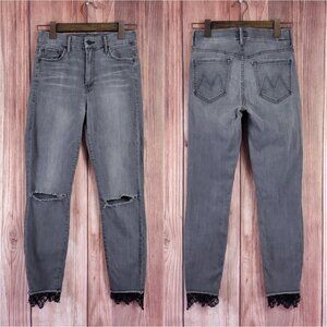 Mother Womens Size 27 High Waisted Looker Dagger Ankle Fray A Lacey Saloon Jeans